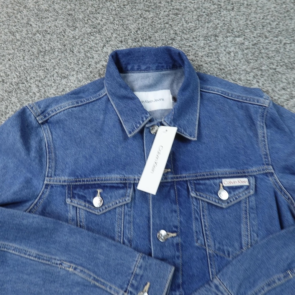 NEW Calvin Klein Jeans Jacket Mens S Blue Denim Button Coat Type 3 Trucker Top